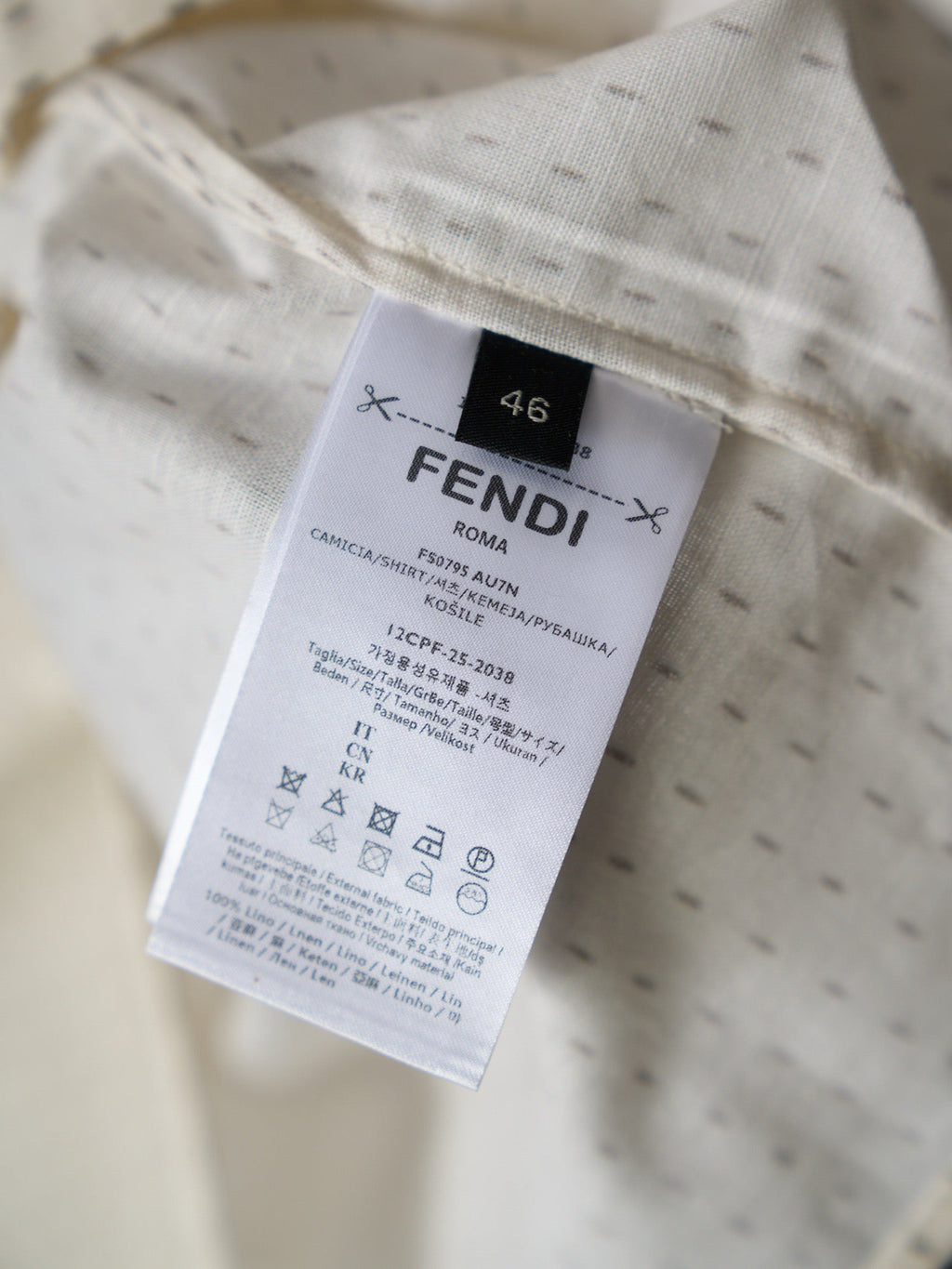 Fendi - Ensemble lin FF beige avec surpiqûres