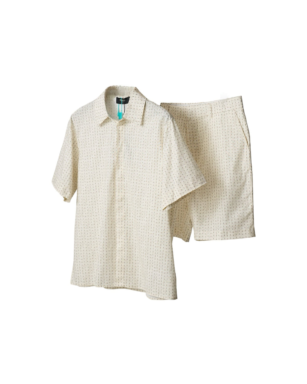 Fendi - Ensemble lin FF beige avec surpiqûres