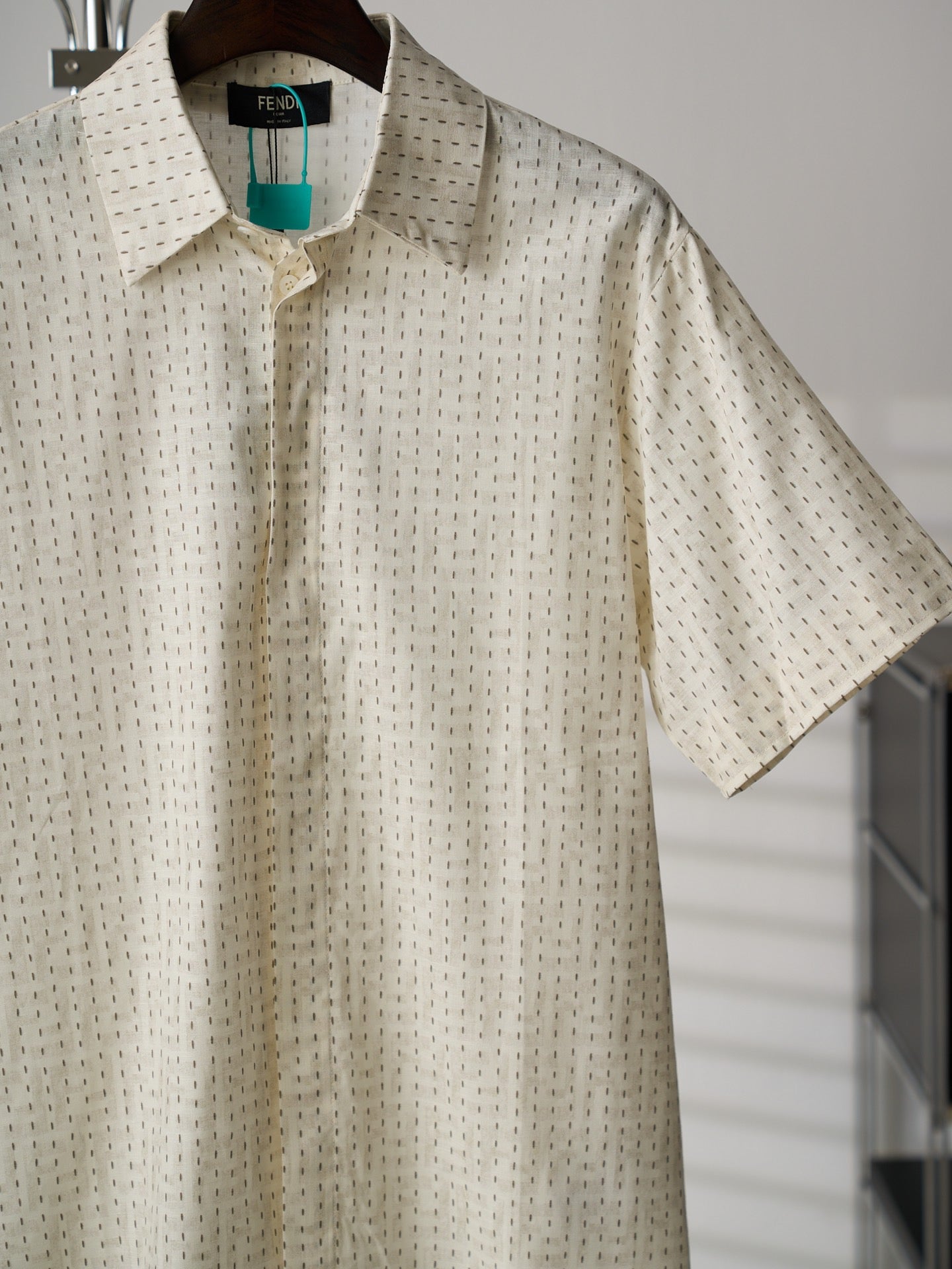Fendi - Ensemble lin FF beige avec surpiqûres